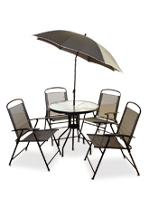 ΤΡΑΠΕΖΙ ΚΗΠΟΥ FRIENDS, ΜΕ 4 ΠΟΛΥΘΡΟΝΕΣ & ΟΜΠΡΕΛΑ